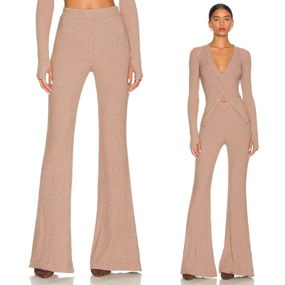 Alix NYC Delancy Ribbed Flare Pants Stretch Medium in Orchid